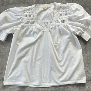 Elan White Puff Sleeve Top Size Small